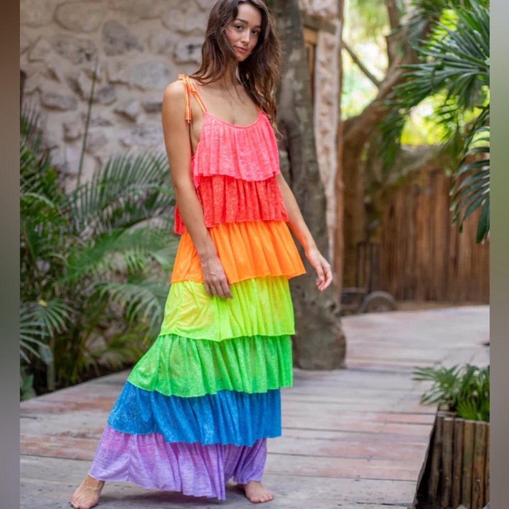 PITUSA Rainbow Tiered Dress (D11)